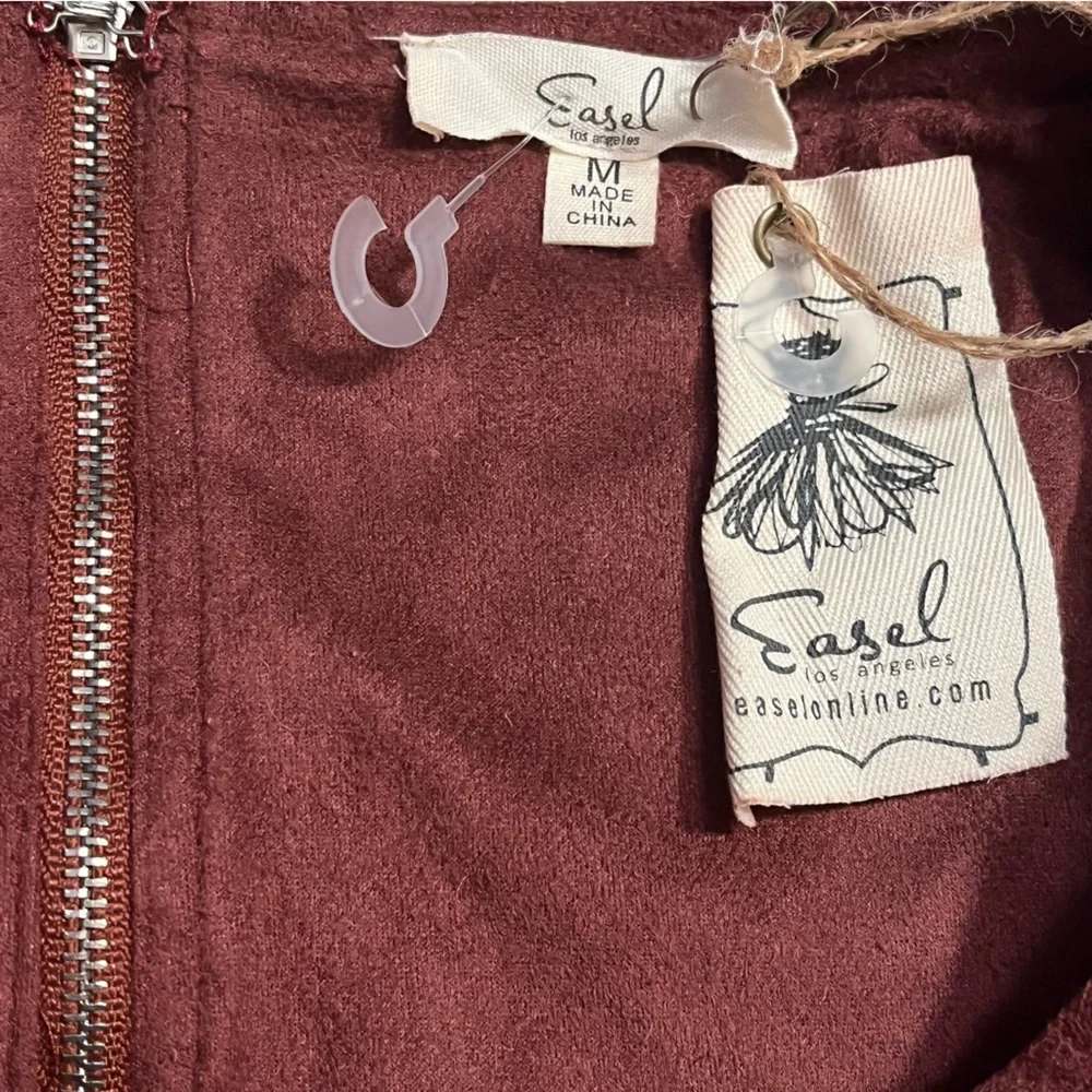 NWT Easel Faux Suede Flared Mini Skirt Back Zip Closure Brown Size Medium New!